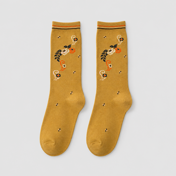 Mustard Floral Crew Socks (pack of 4)