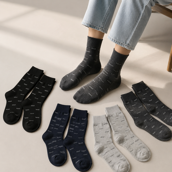 Classic Patterned Crew Socks – 4 Color Pack