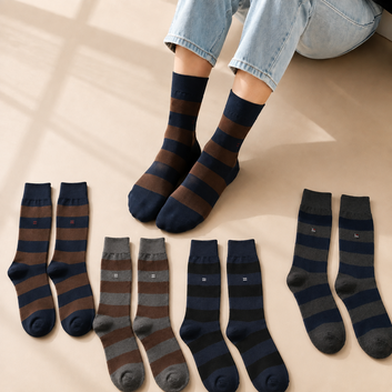 Bold Stripe Crew Socks – 4 Color Pack