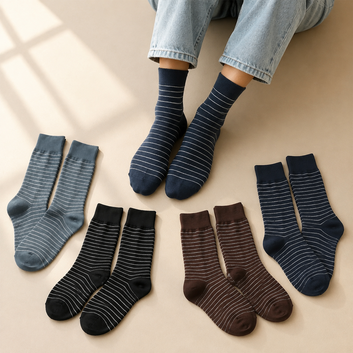 Fine Stripe Crew Socks – 4 Color Pack
