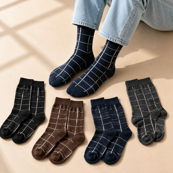 Window Check Crew Socks – 4 Color Pack