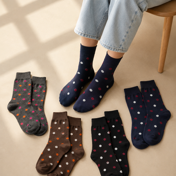 Polka Dot Crew Socks – 4 Color Pack