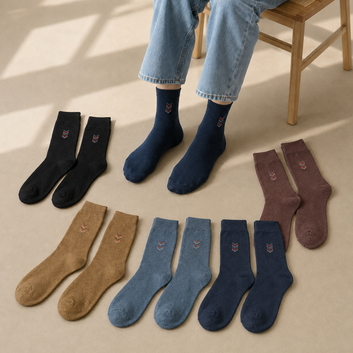 Minimal Signature Crew Socks – 5 Color Pack